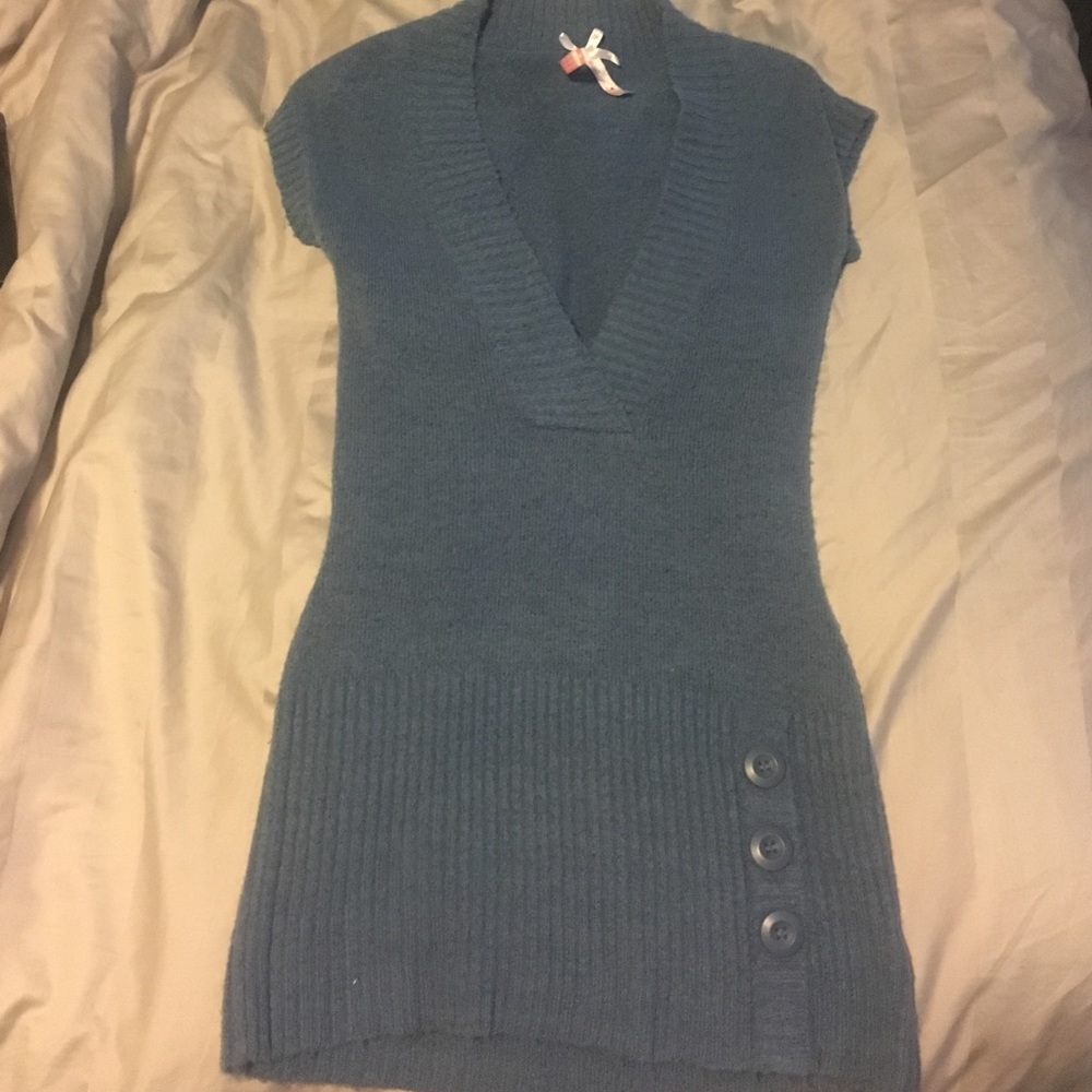 Derek Heart Blue Button Sweater Shirt